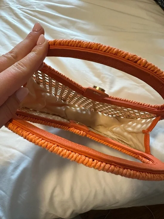 Target Orange & Natural Round Woven Clutch - Picture 2 of 2